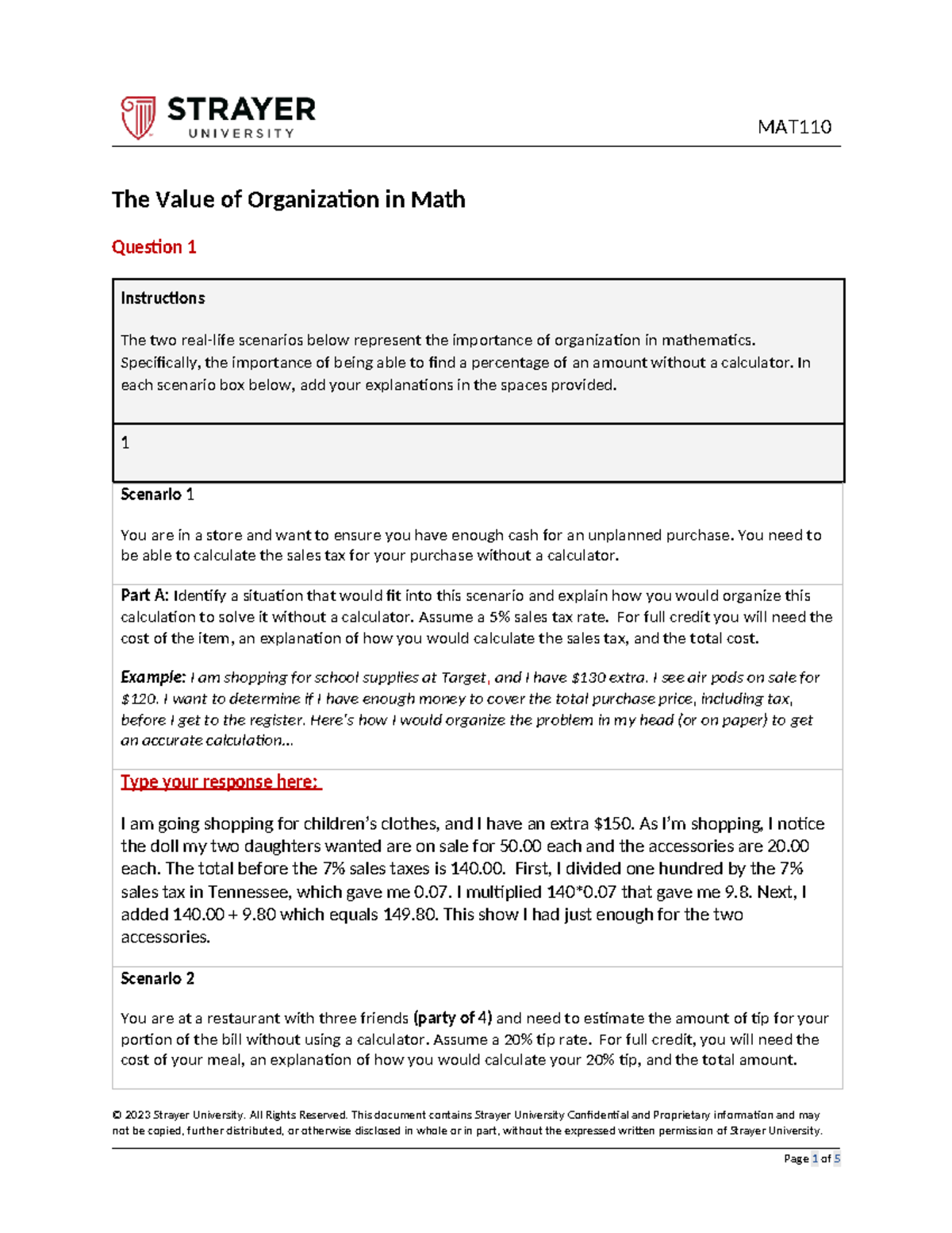 Cf MAT110 Week 4 Assignment - The Value Of Organization In Math ...