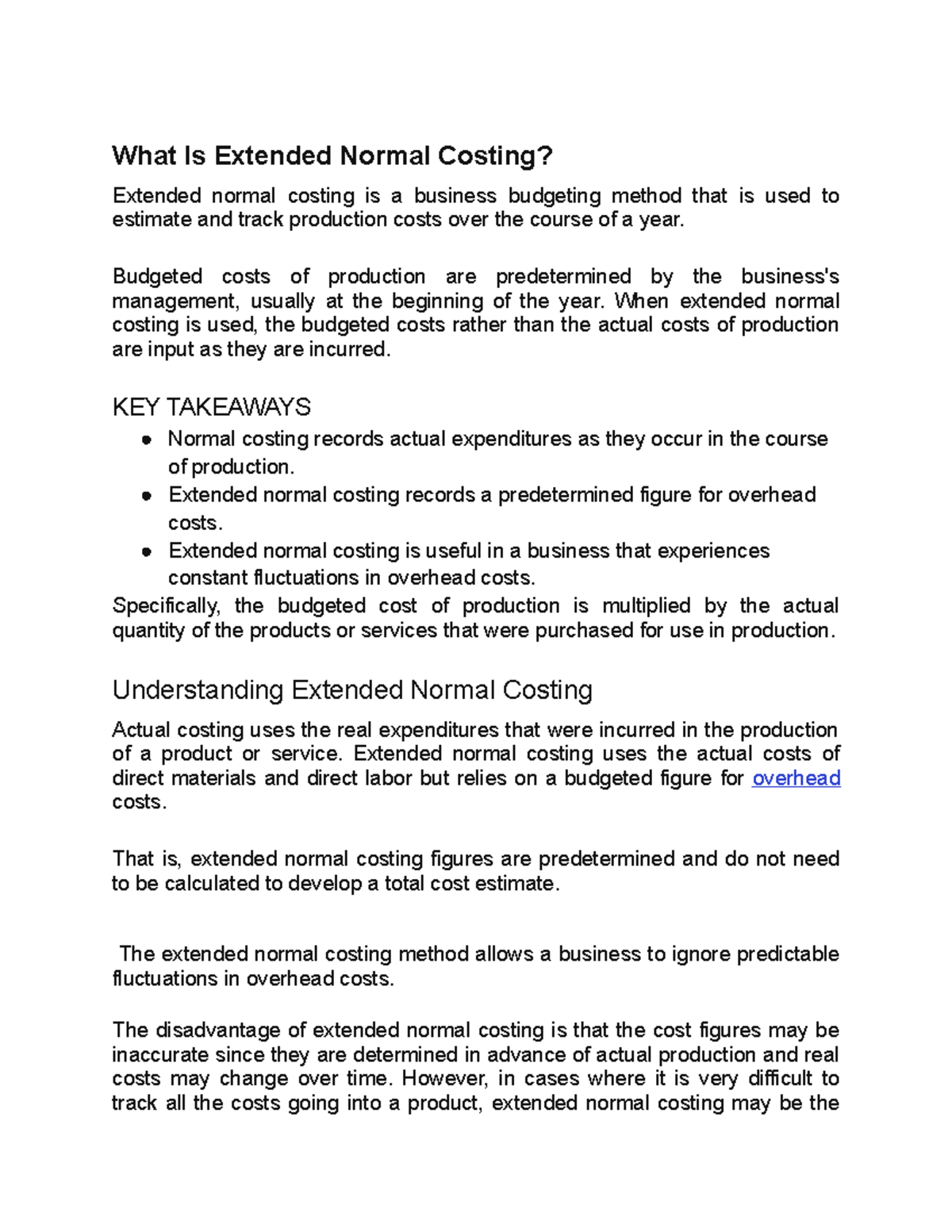What Is Extended Normal Costing - What Is Extended Normal Costing ...