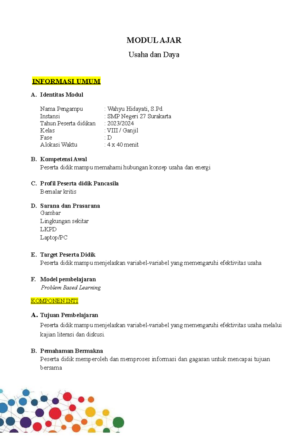 5. Modul Ajar Usaha Energi - MODUL AJAR Usaha Dan Daya INFORMASI UMUM ...