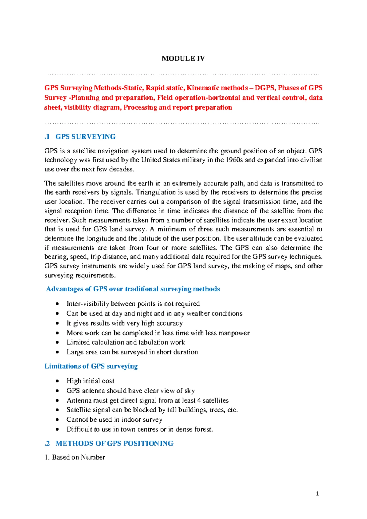 Survey Module-1 - MODULE 1 Surveying is an art of determining the ...