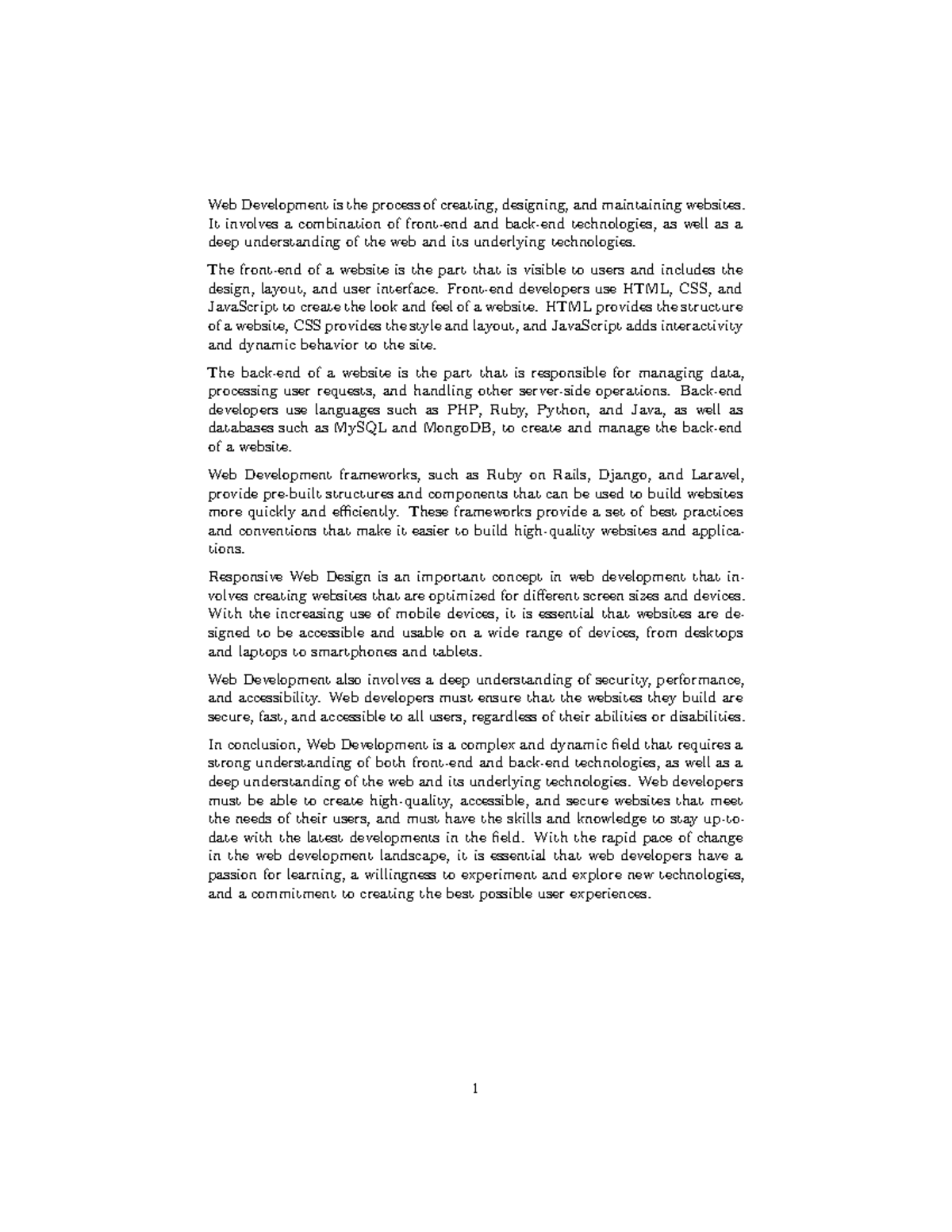 Web Development - Computer Applications - Web Development is the ...
