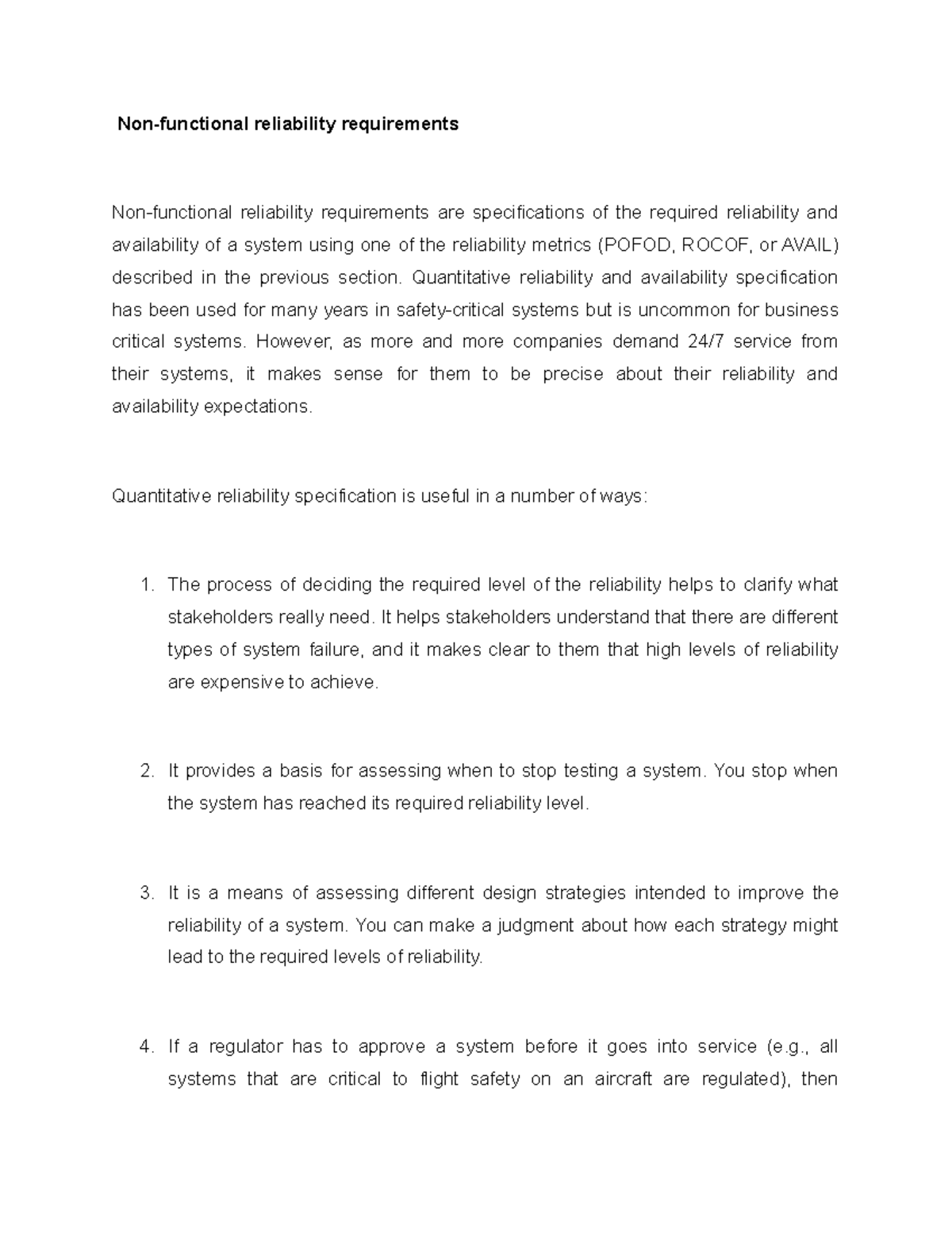 Non-functional reliability requirements - Non-functional reliability ...