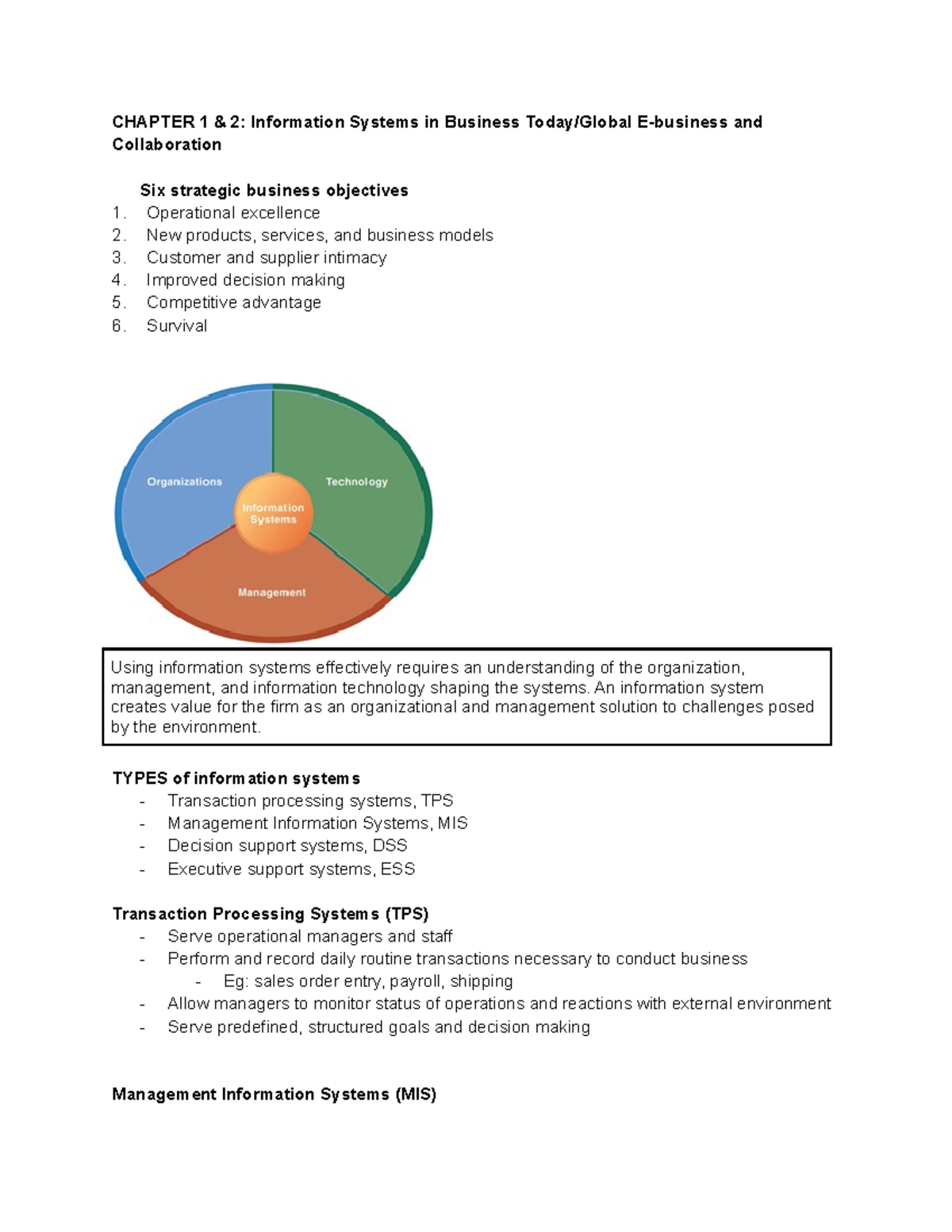 MIS Revision Notes - Summary Managing Business Information Systems ...