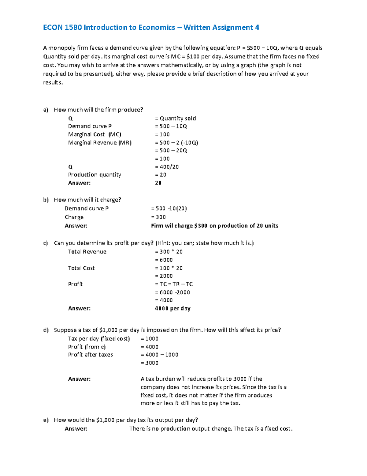 written assignment unit 4 econ 1580