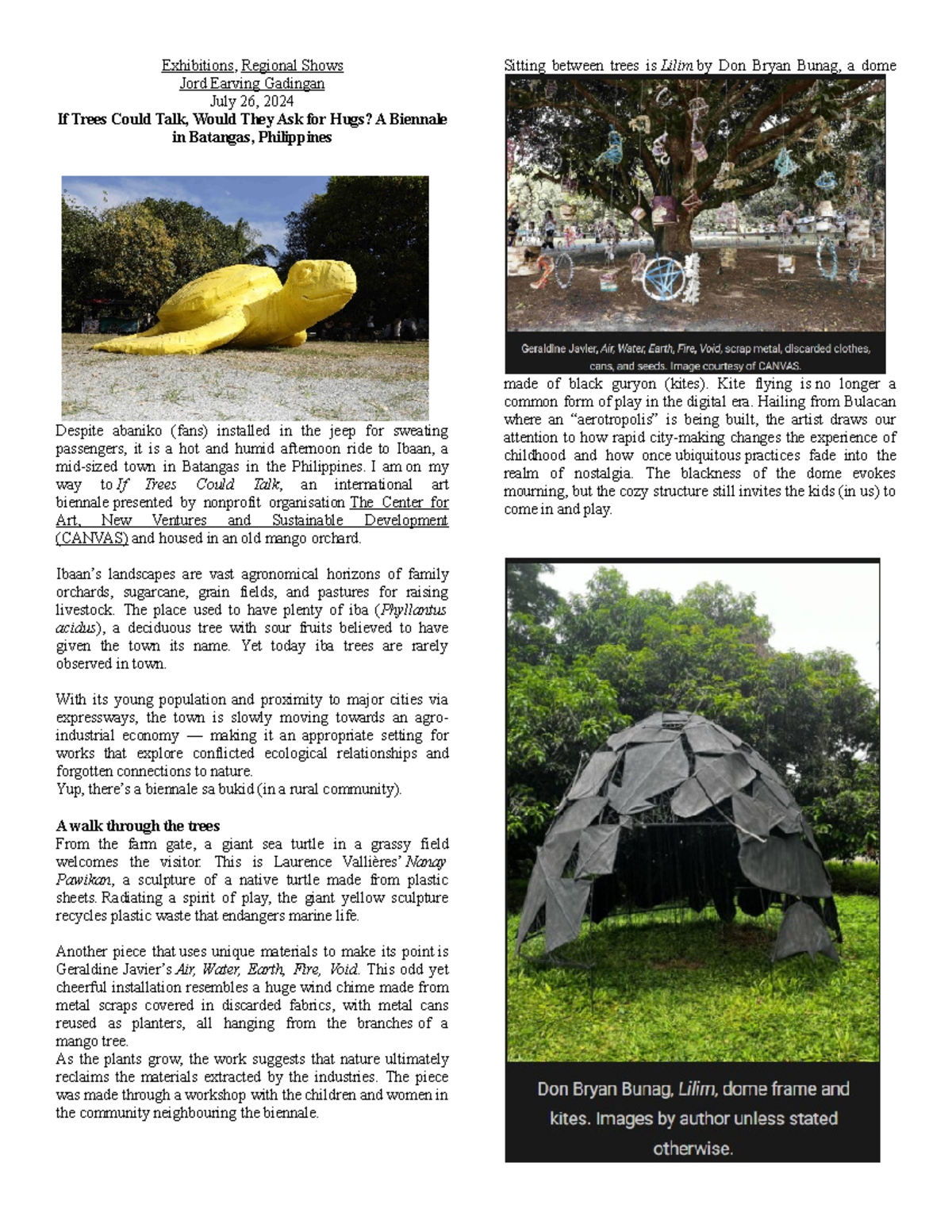 If Trees Could Talk - A Sample Article for Art appreciation ...