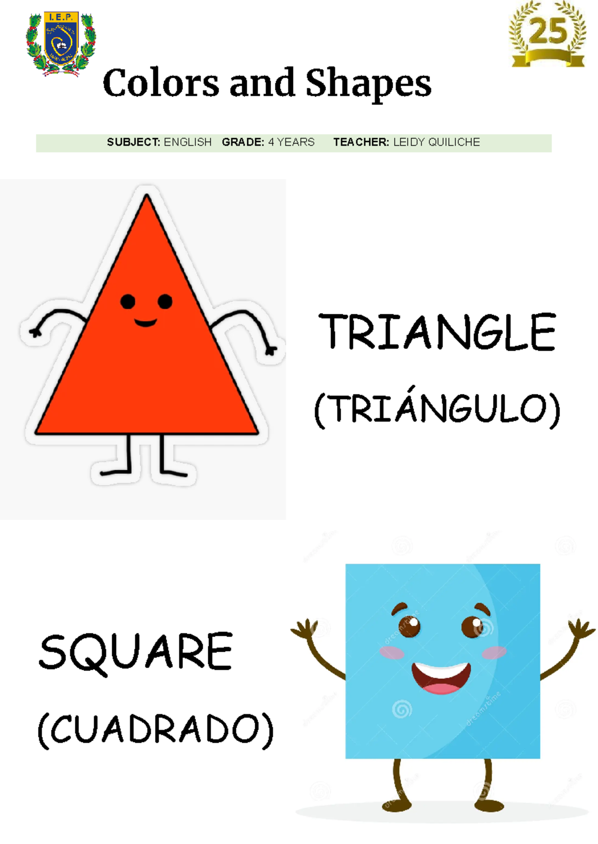 Colors and Shapes Nr 5.docx - Idioma basic - Colors and Shapes SUBJECT ...