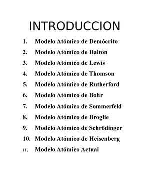Album Modelos Atomicos - INTRODUCCION 1. Modelo Atómico de Demócrito 2. Modelo  Atómico de Dalton 3. - Studocu