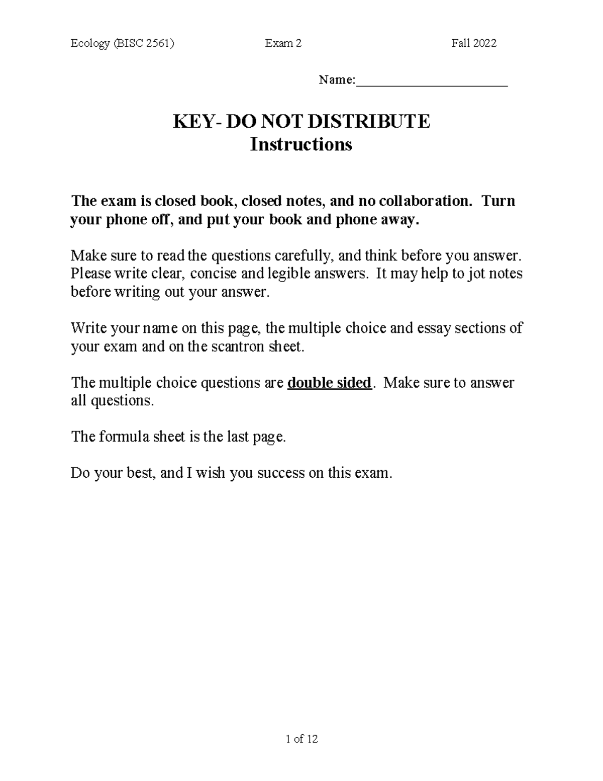 Exam 2 key - Tagged - 2nd course exam solutions - Name ...
