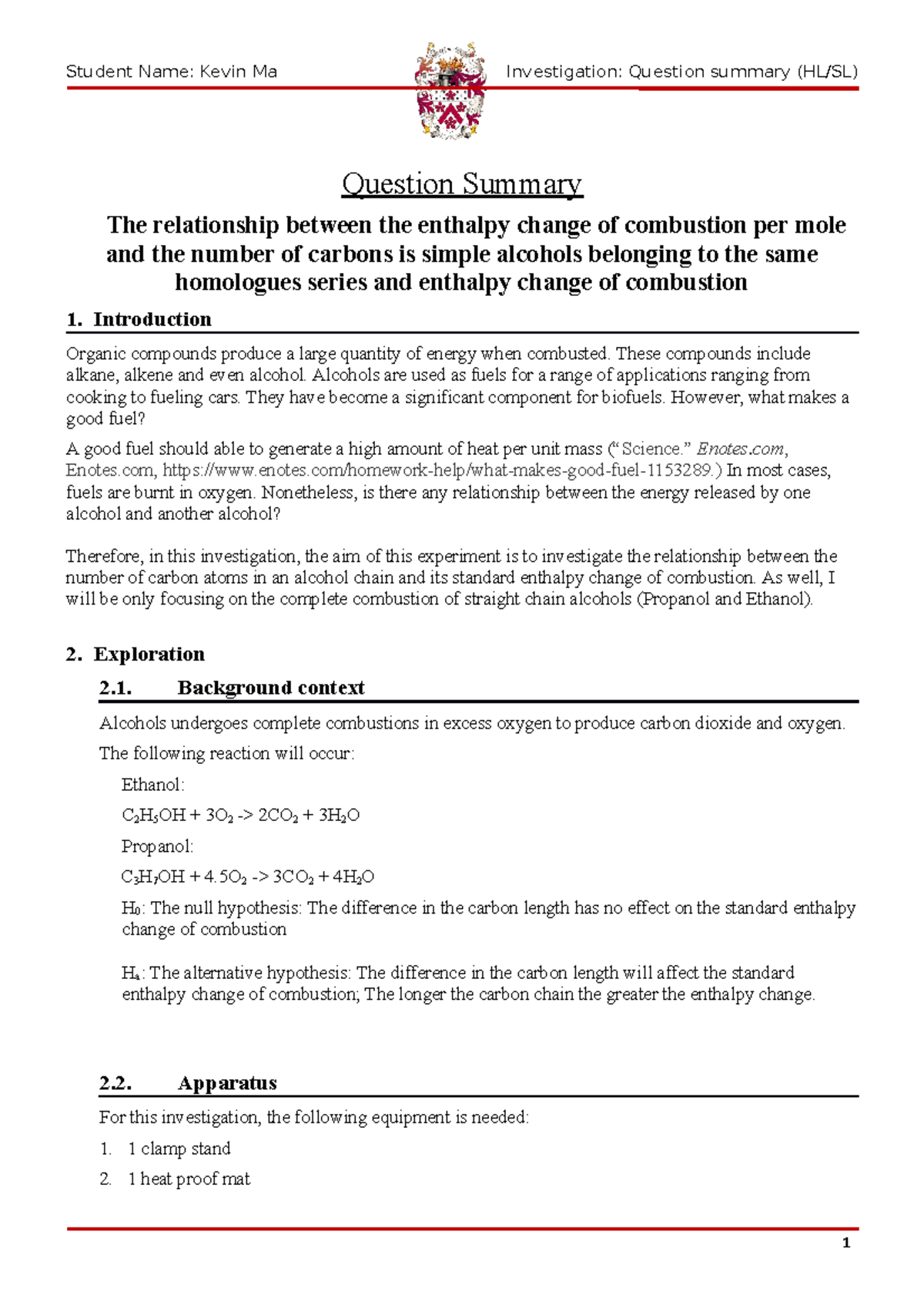 lab-report-standard-enthalpy-of-combustion-question-summary-the