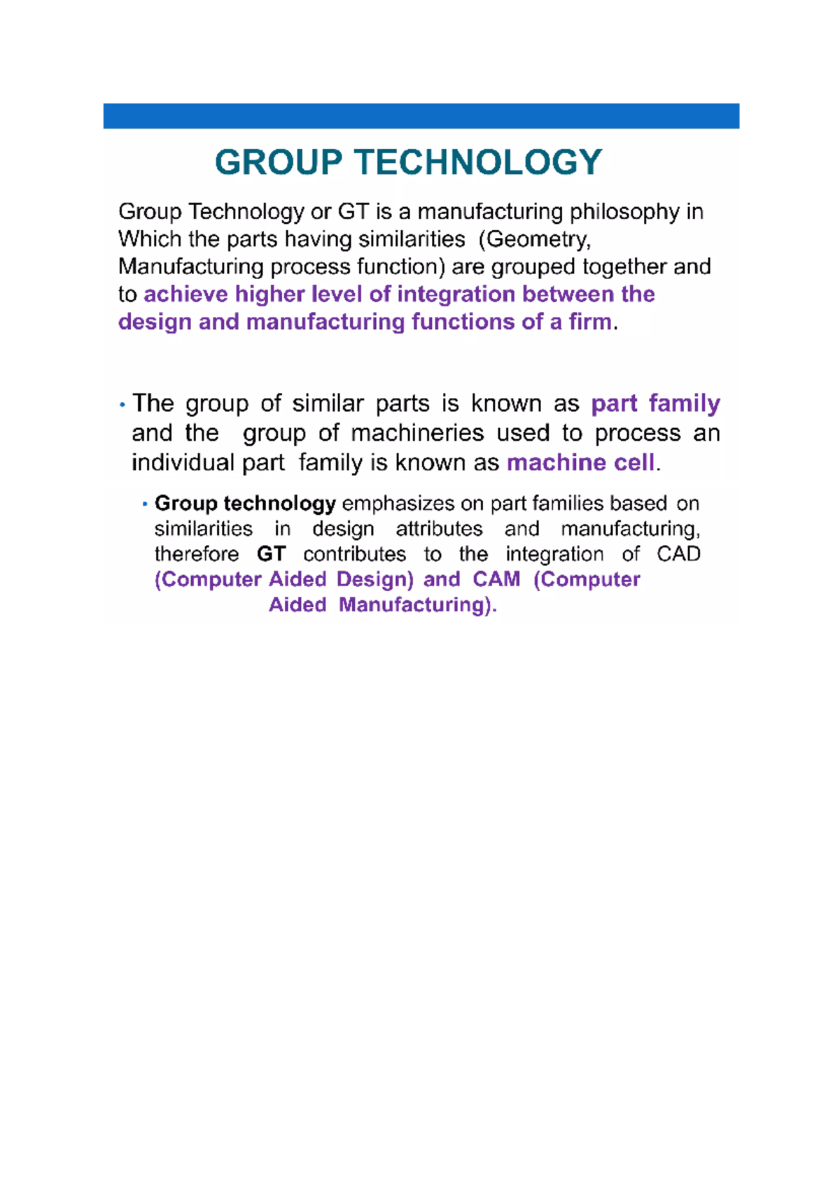 Cadm 4 - ........ - Part-Family Formation •In order to develop the part ...