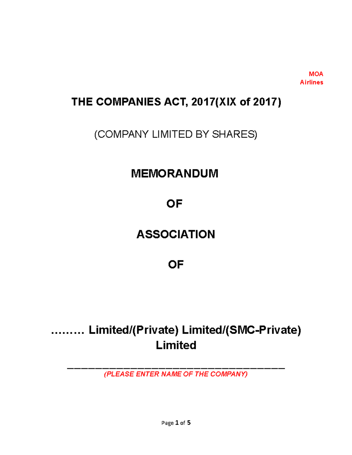 Airlines - MOM - MOA Airlines THE COMPANIES ACT, 2017(XIX of 2017 ...