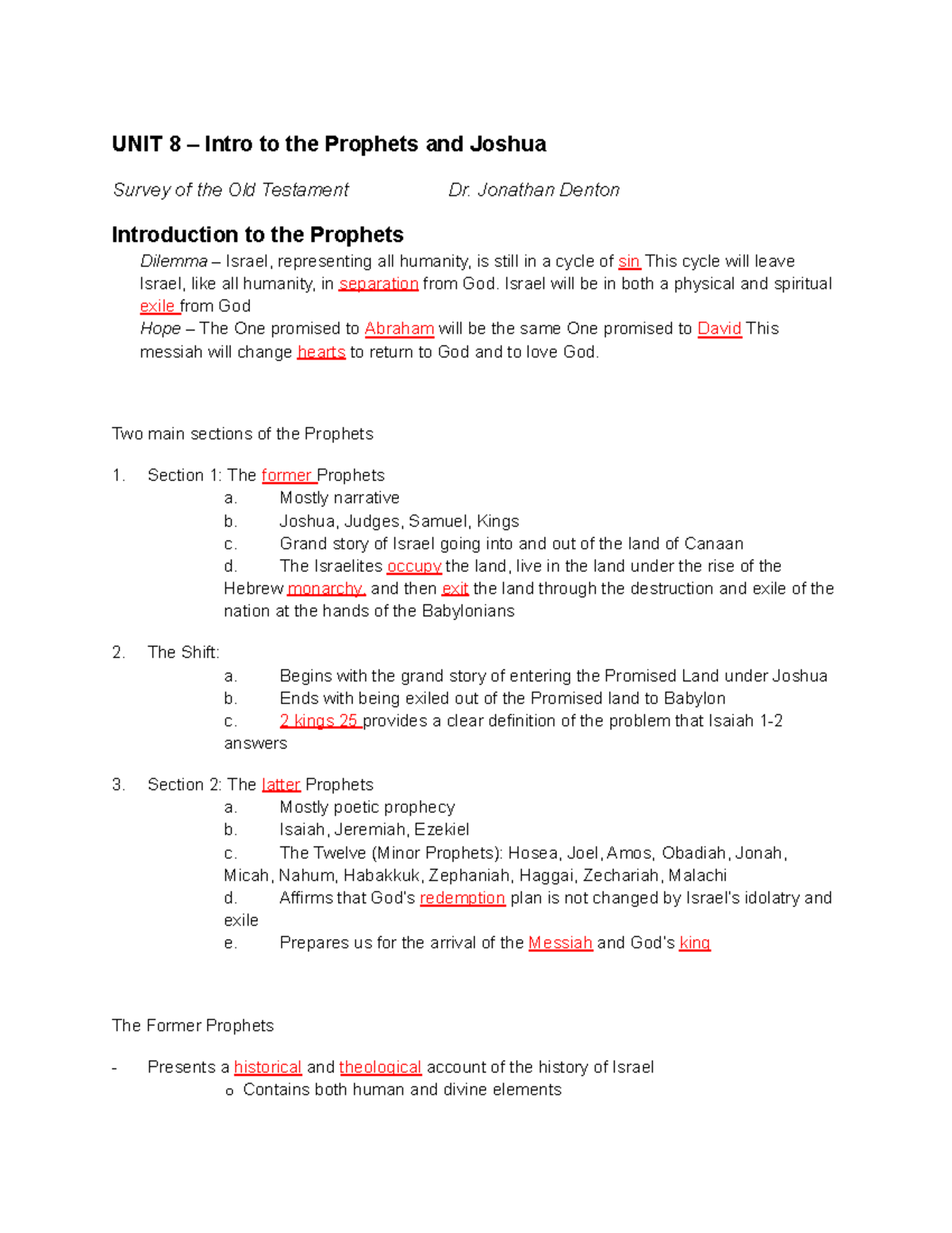(1)UNIT 8 – Joshua - Filled in lecture notes - UNIT 8 – Intro to the ...