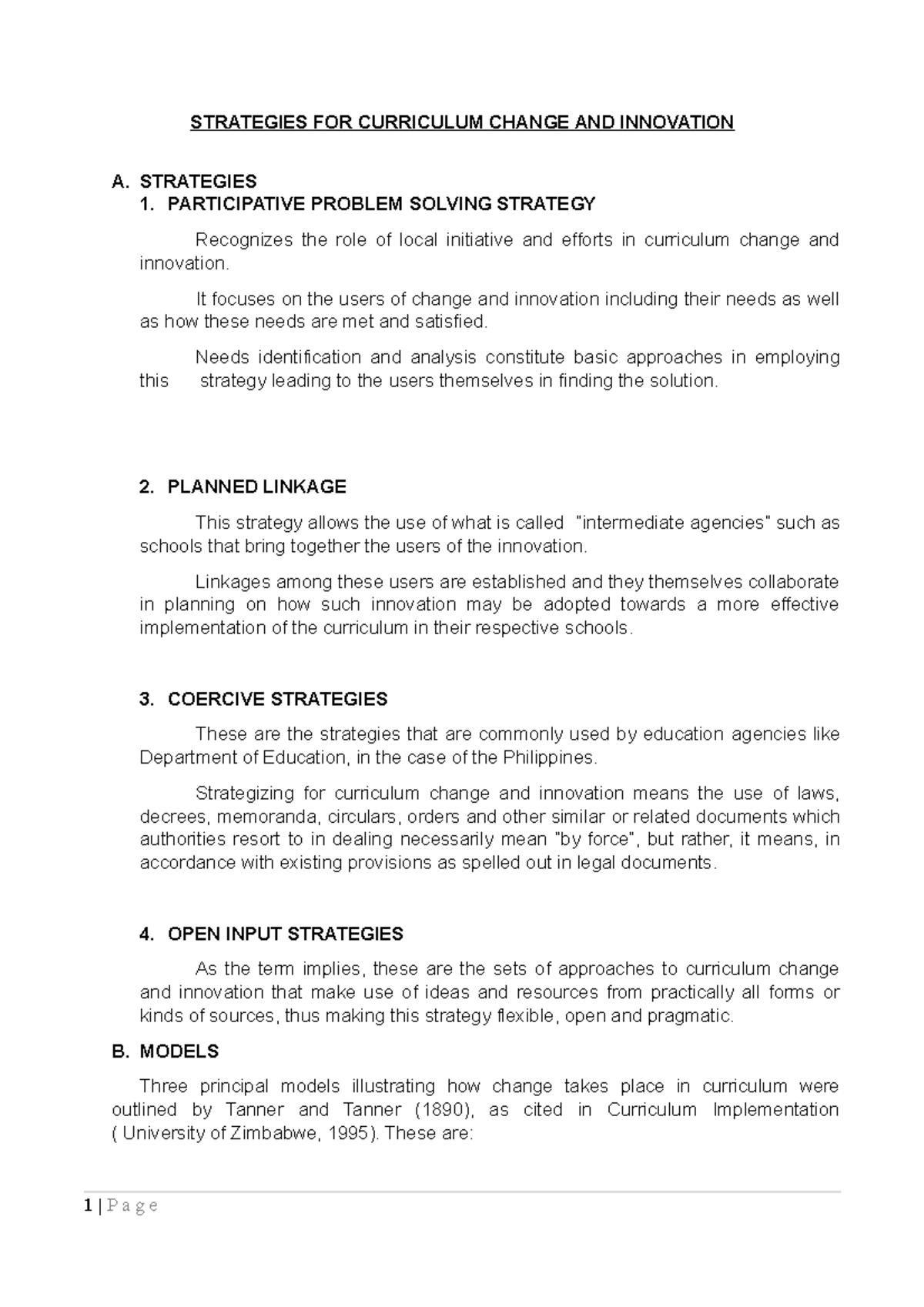  Strategies For Curriculum Change And Innovation STRATEGIES FOR 