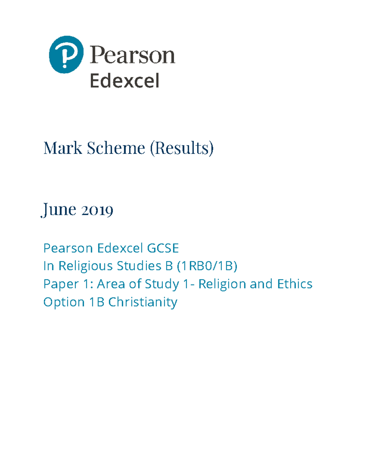 1RB0 1B Rms 2019 0822 - Idk - Mark Scheme (Results) June 2019 Pearson ...