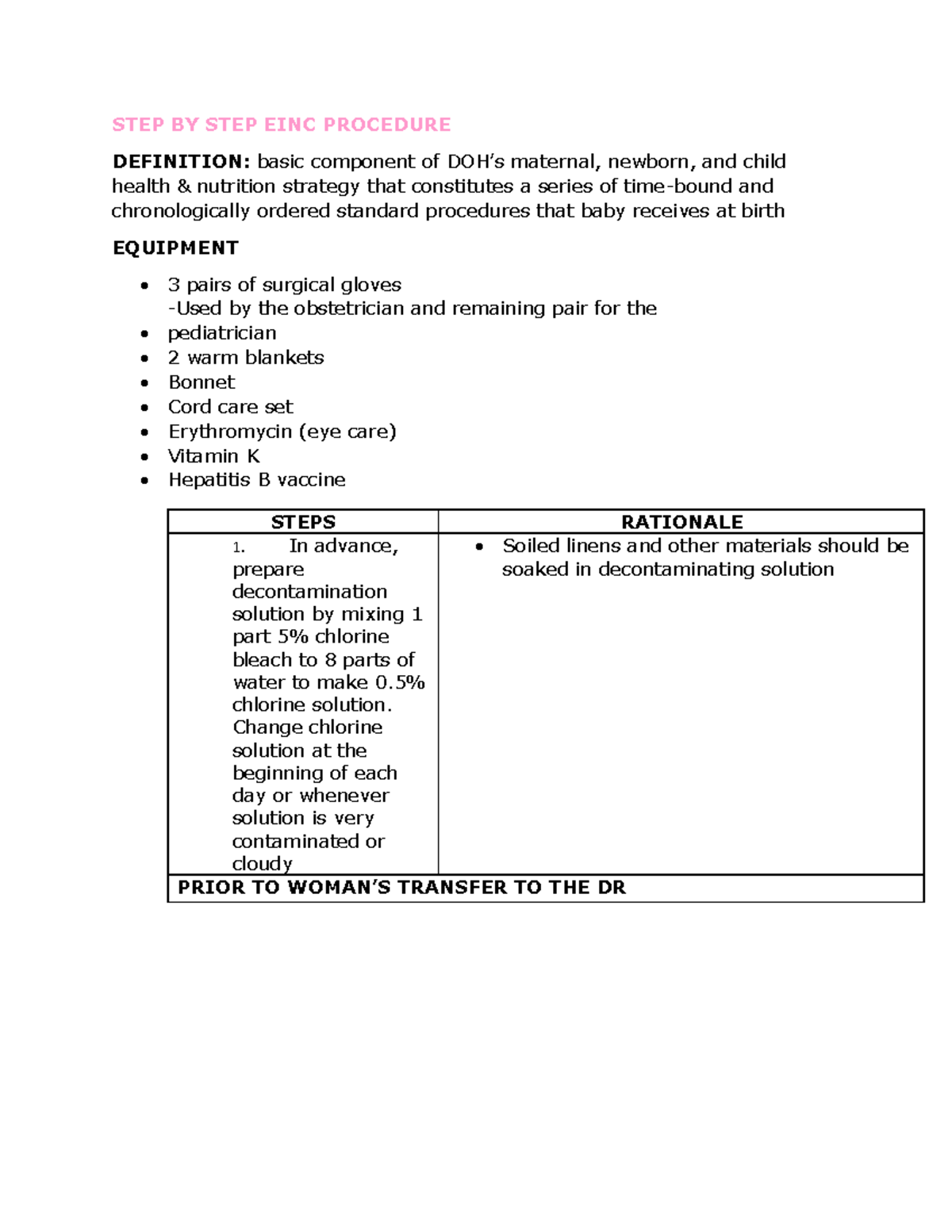 PRS EINC script - Steps for einc procedure - STEP BY STEP EINC ...