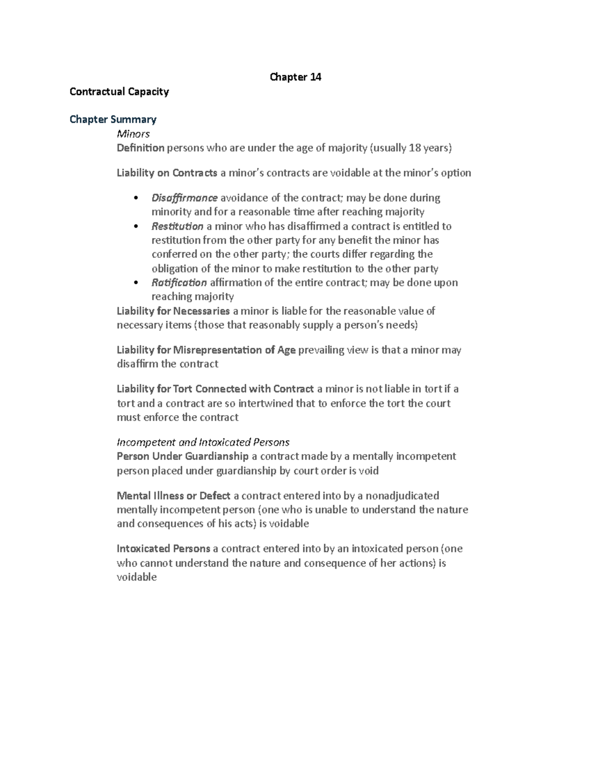 Chapter 14 - The following are lecture notes from Professors Mark A ...