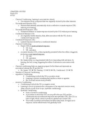 Psych 250 Exam 2 - study guide for exam two - Exam 2a Concepts Non ...