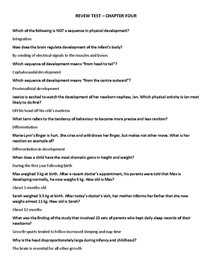 Chapter 05 - Review Quiz - REVEW TEST – CHAPTER FIVE Piaget closely ...