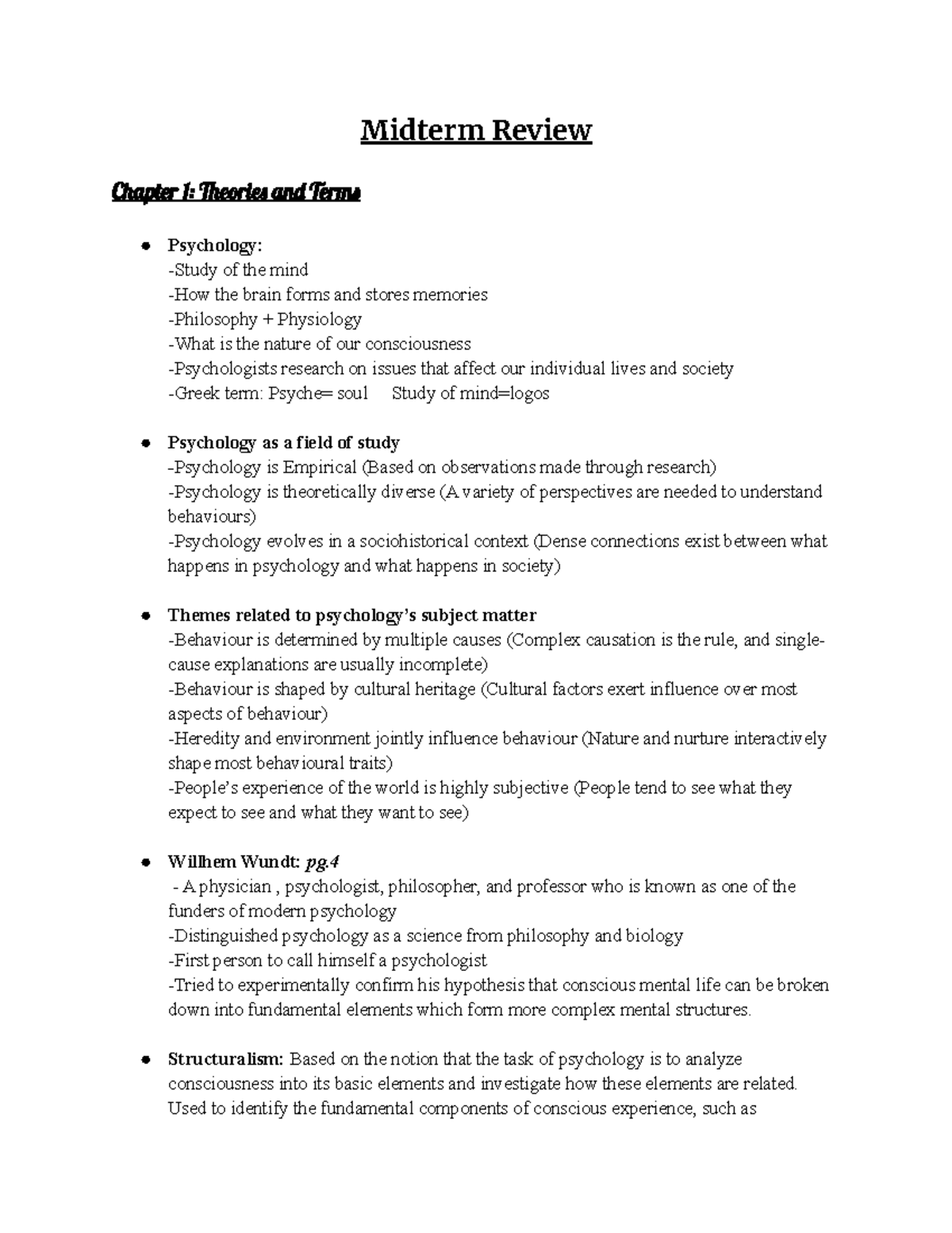 Midterm Review Print - Midterm Review Chapter 1 : Theories and Terms ...