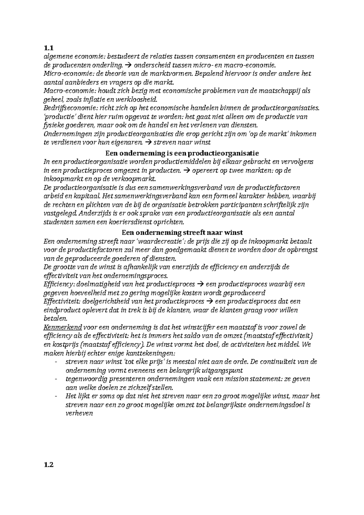 Samenvatting Basisboek Bedrijfseconomie - 1 Algemene Economie ...