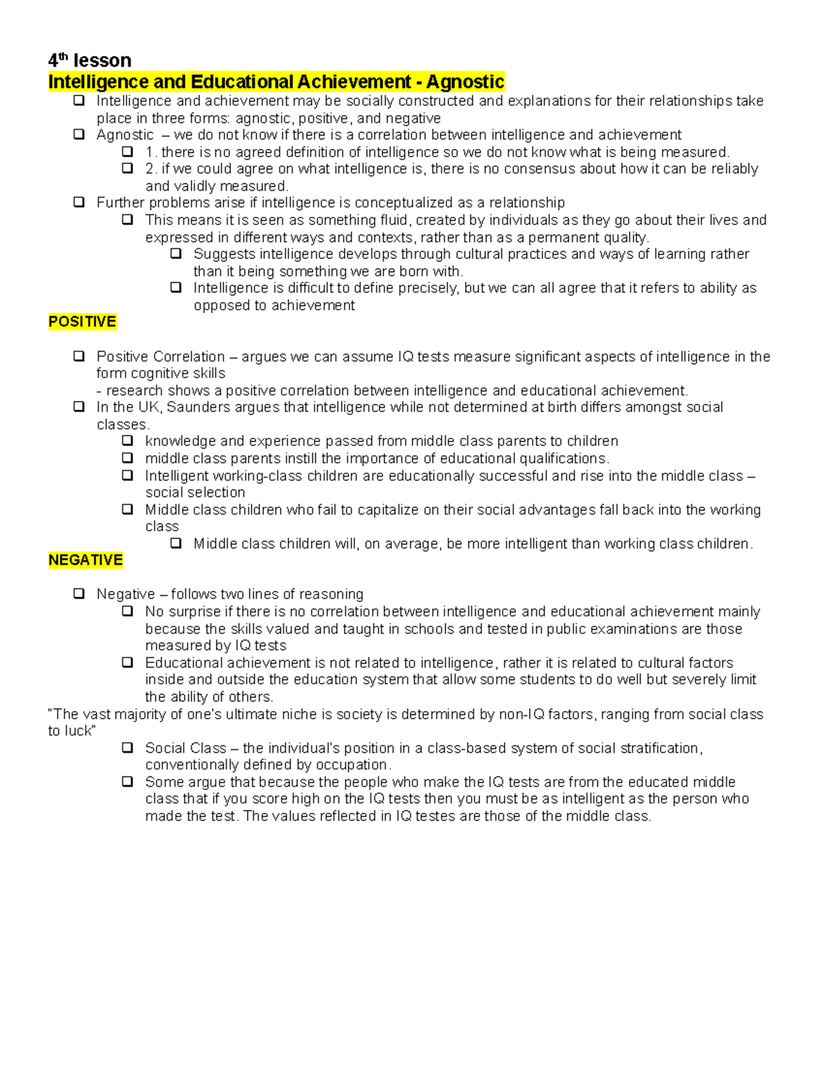 education as a institution - 4th lesson Intelligence and Educational ...
