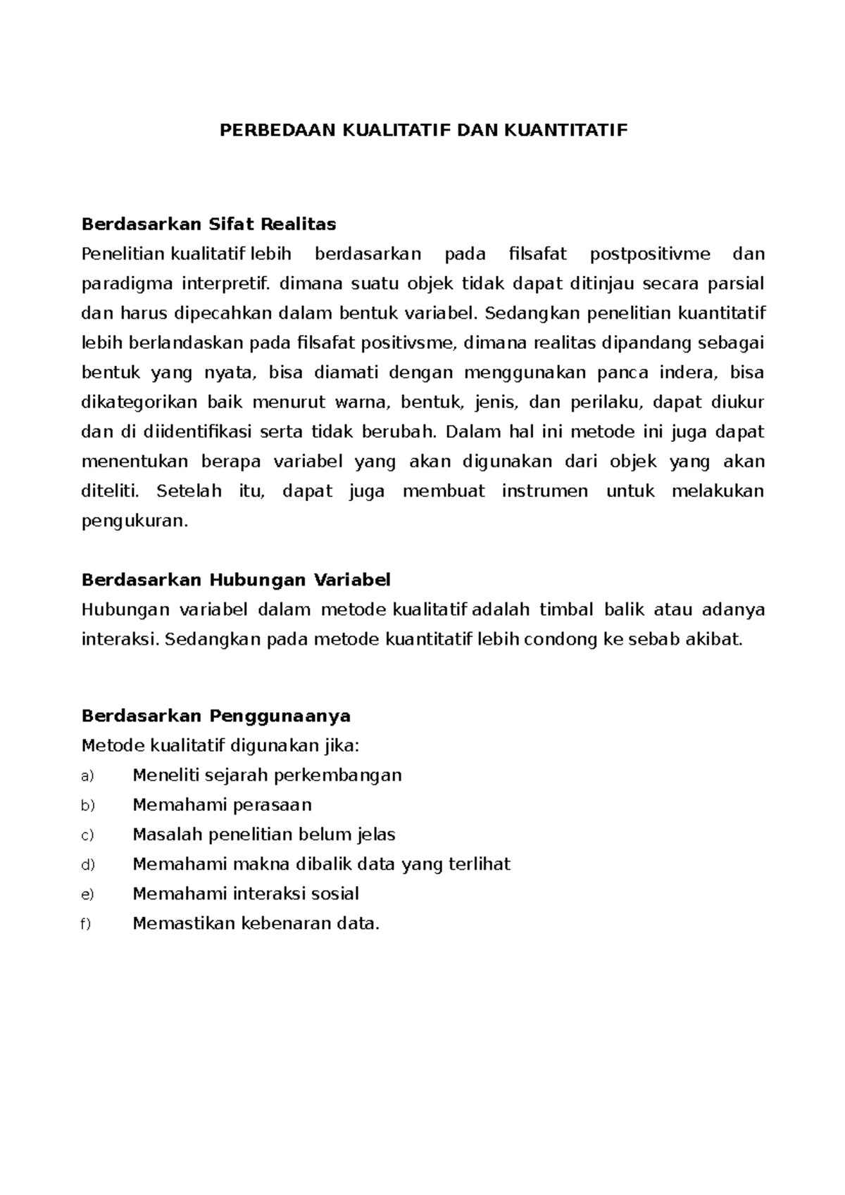 Metode Kualitatif Dan Kuantitatif Penelitian - PERBEDAAN KUALITATIF DAN ...