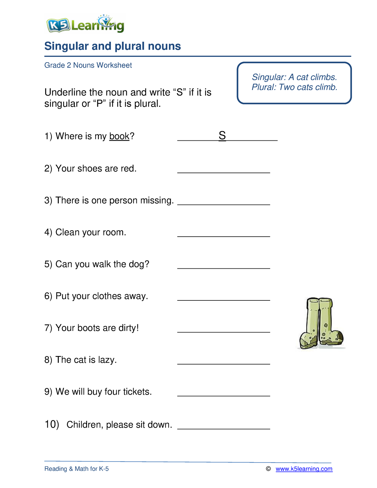 Grade 2 Singular Plural Nouns A Singular And Plural Nouns Grade 2 