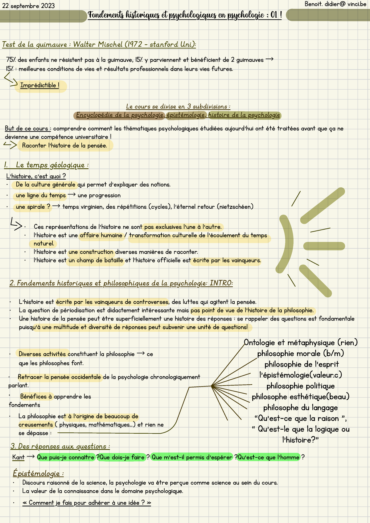 My Notes Fondements Historiques Et Psychologiques En Psychologie