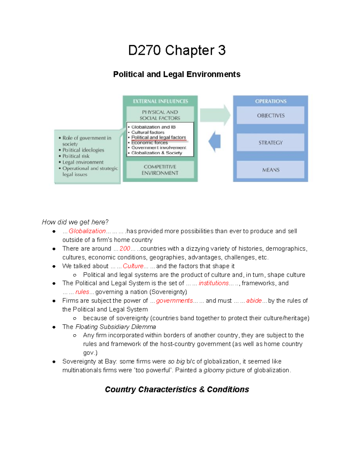 D270 Chapter 3 Lecture Notes - D270 Chapter 3 Political And Legal ...