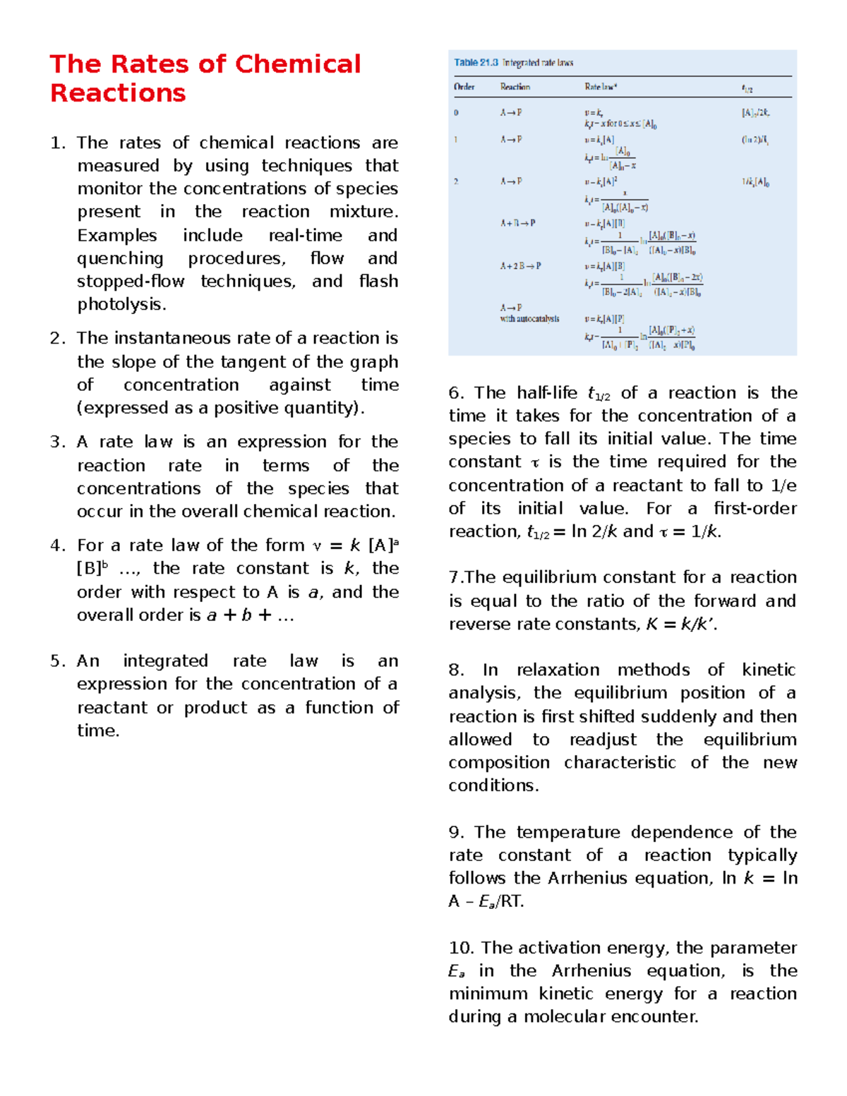 The Rates Of Chemical Reactions The Rates Of Chemical Reactions The 