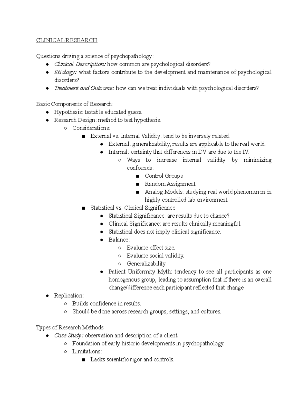 clinical research test questions