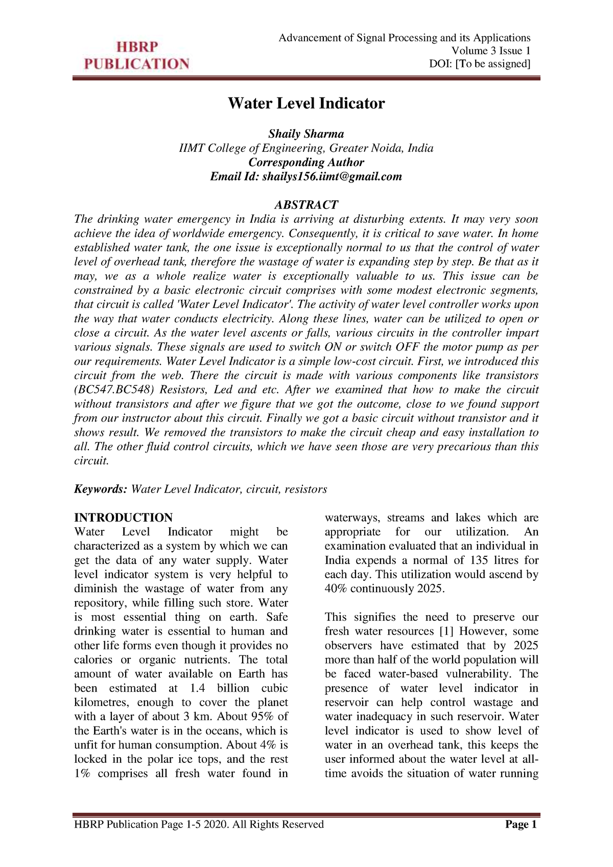 literature review in water level indicator