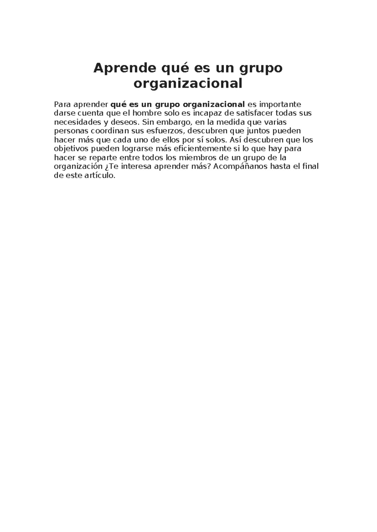 Los grupos eficaces en las organizaciones - Aprende qué es un grupo ...