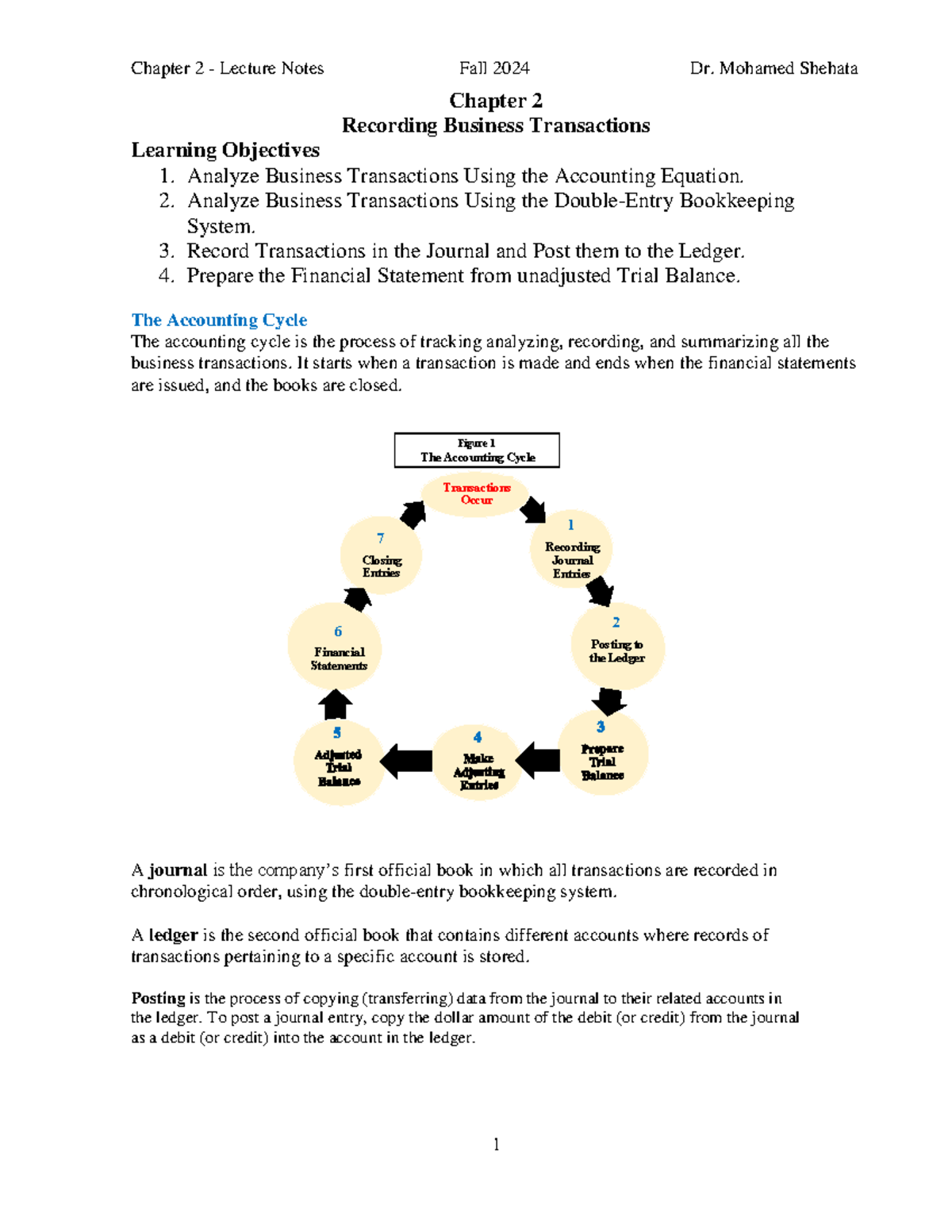 Chapter 2 - Lecture Notes - Chapter 2 Recording Business Transactions ...