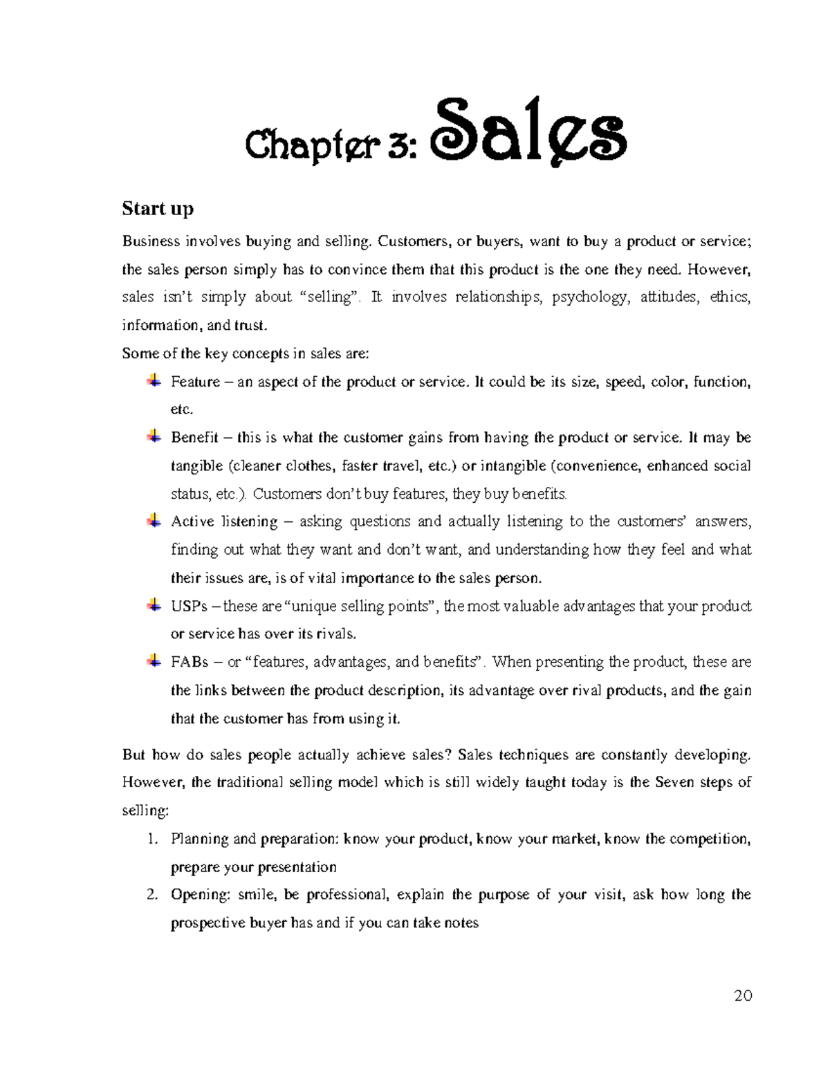 Chapter 3 - sdsdsd - Chapter 3: Sales Start up Business involves buying ...