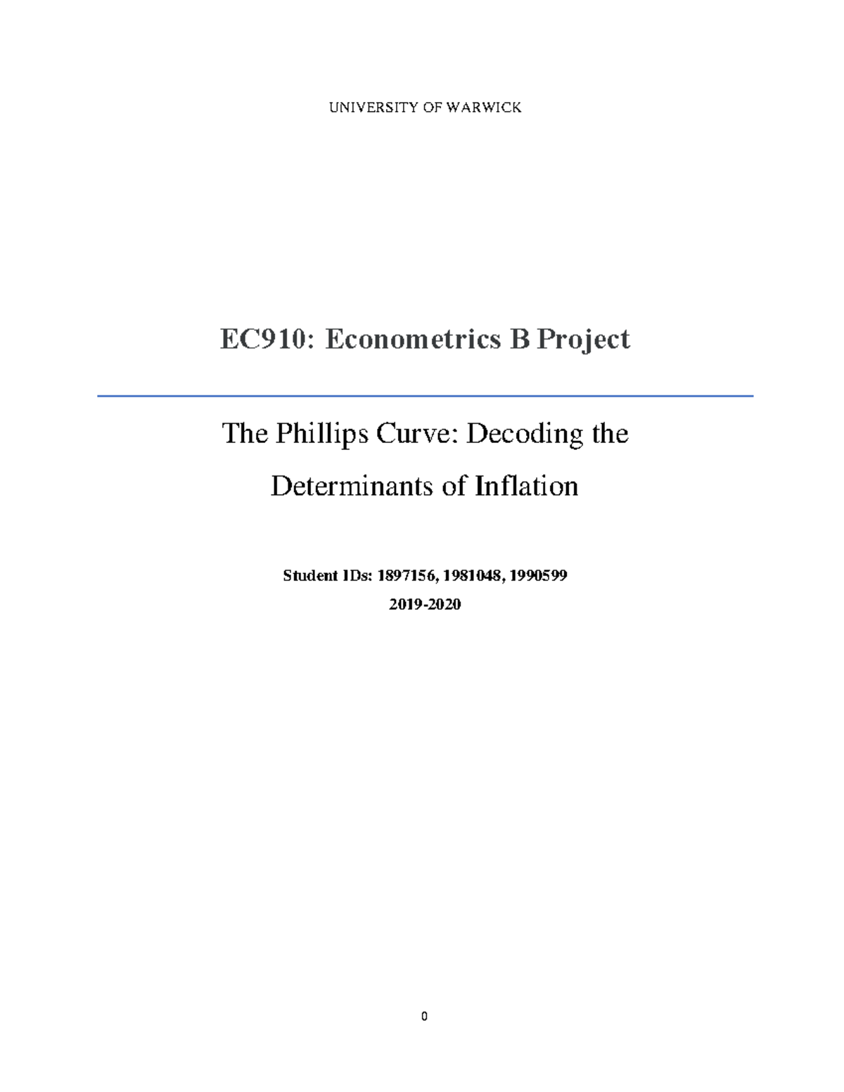 Decoding The Determinants Of Inflation. Econometrics B Project ...