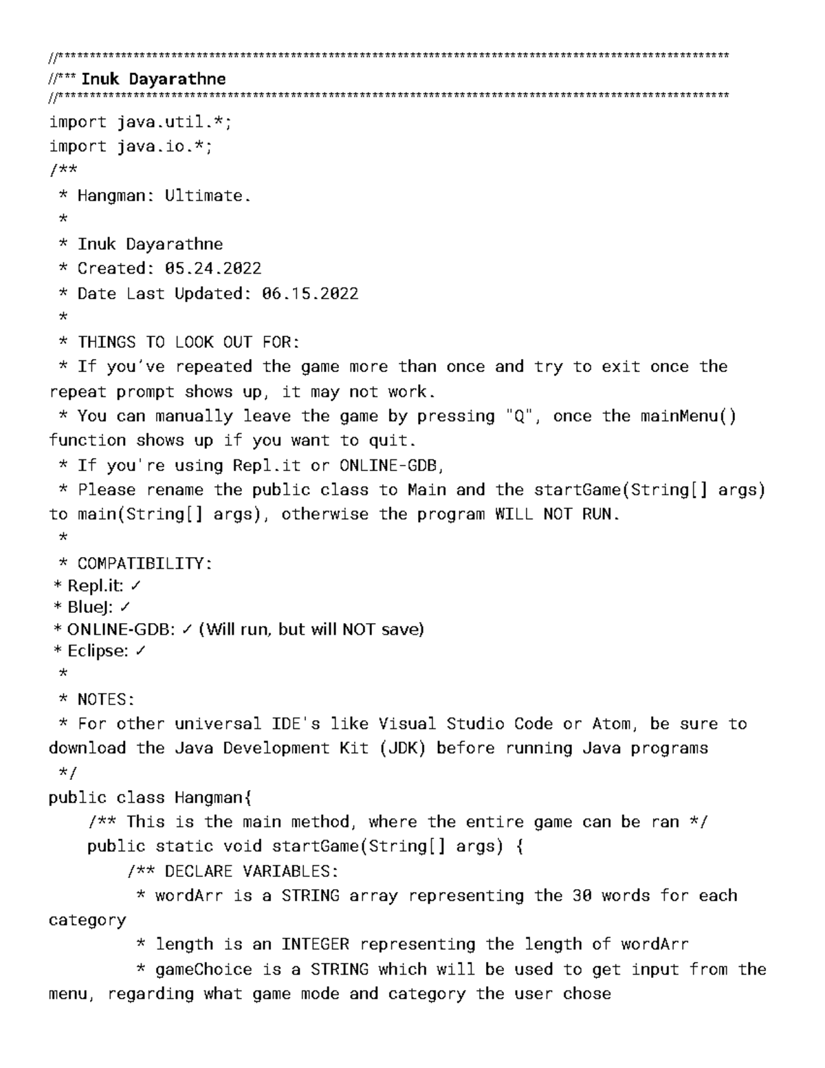 Programming Project Code Submission - - Studocu