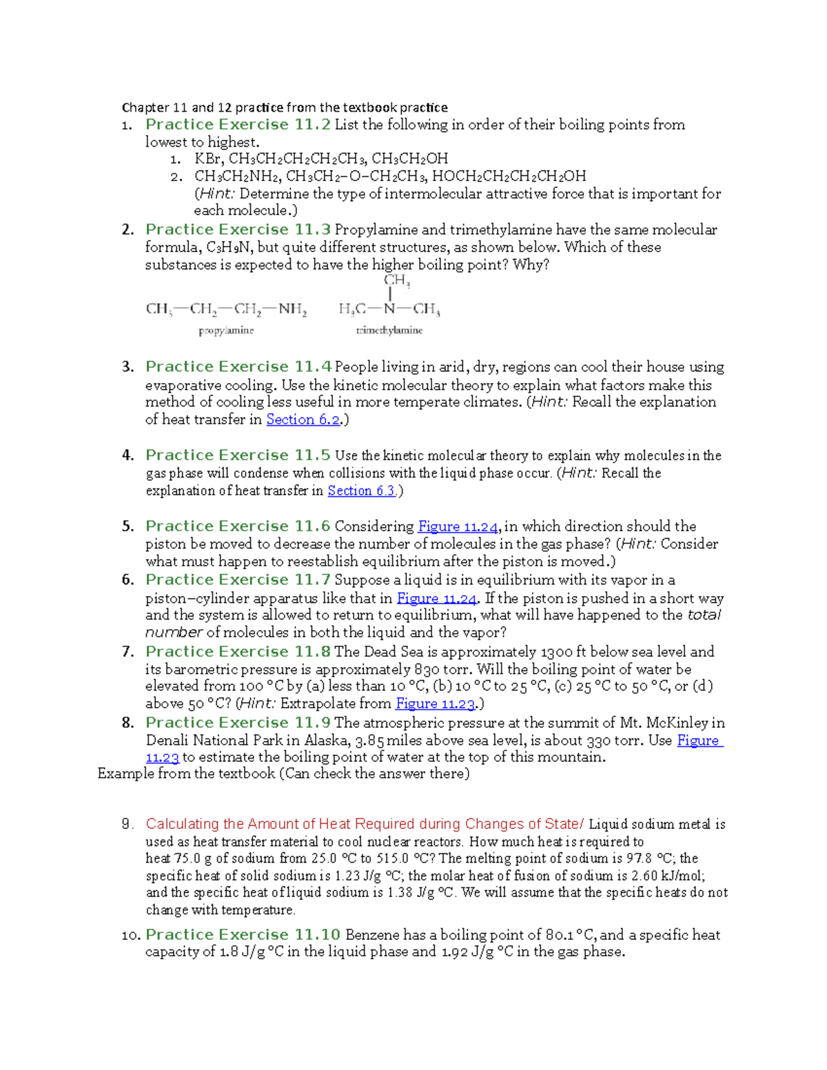 Chem Chapter 11 and 12 practice - Chapter 11 and 12 practice from the ...