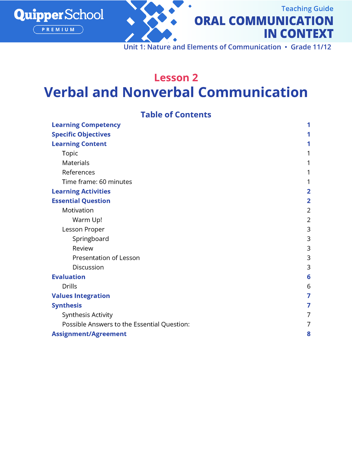 oral communication assignment pdf