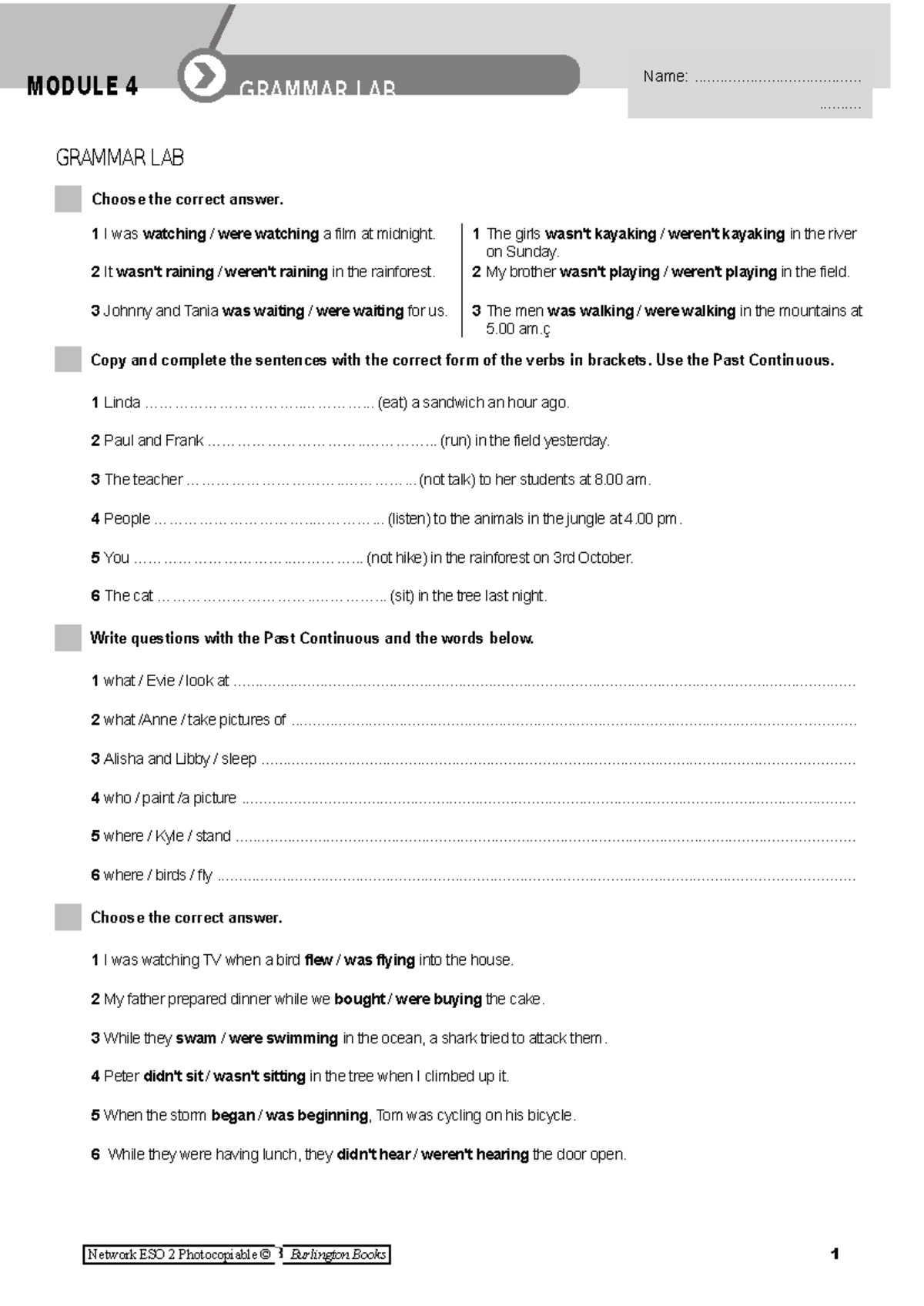 01Network 2 XPrac Mod4Lab - GRAMMAR LAB 1 Choose the correct answer. 1 ...