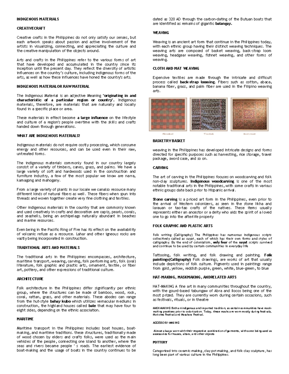 Indigenous Materials Studocu