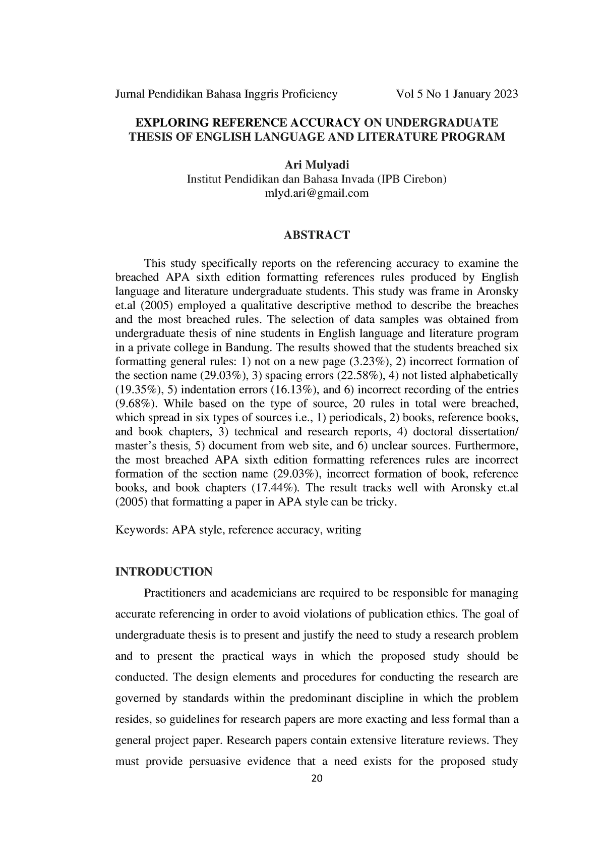 Exploring Reference Accuracy ON Undergraduate - EXPLORING REFERENCE ...