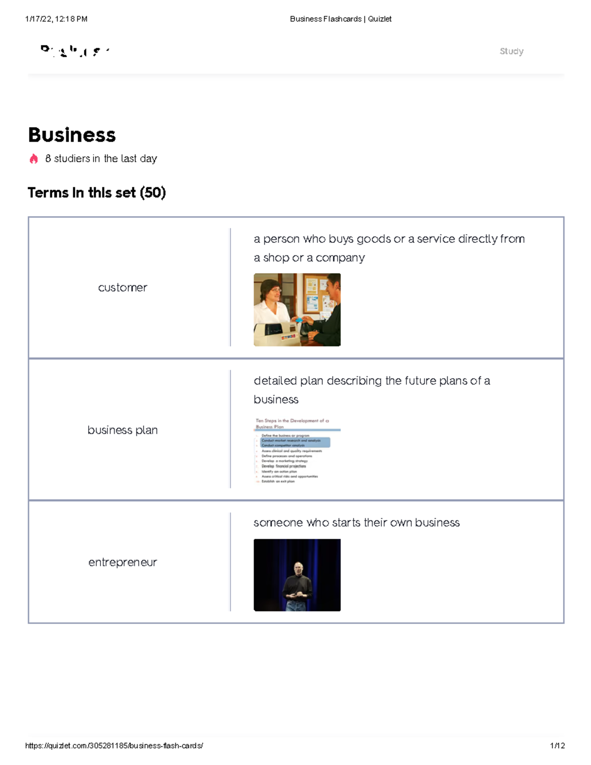 Business Flashcards Quizlet Upgrade Business 8 studiers in the last