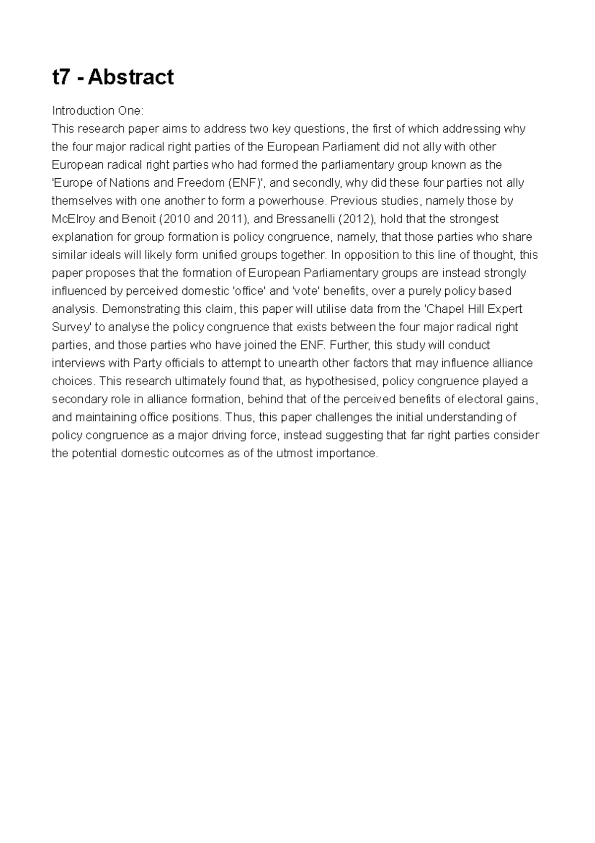 T7 - Abstract - t7 - Abstract Introduction One: This research paper ...