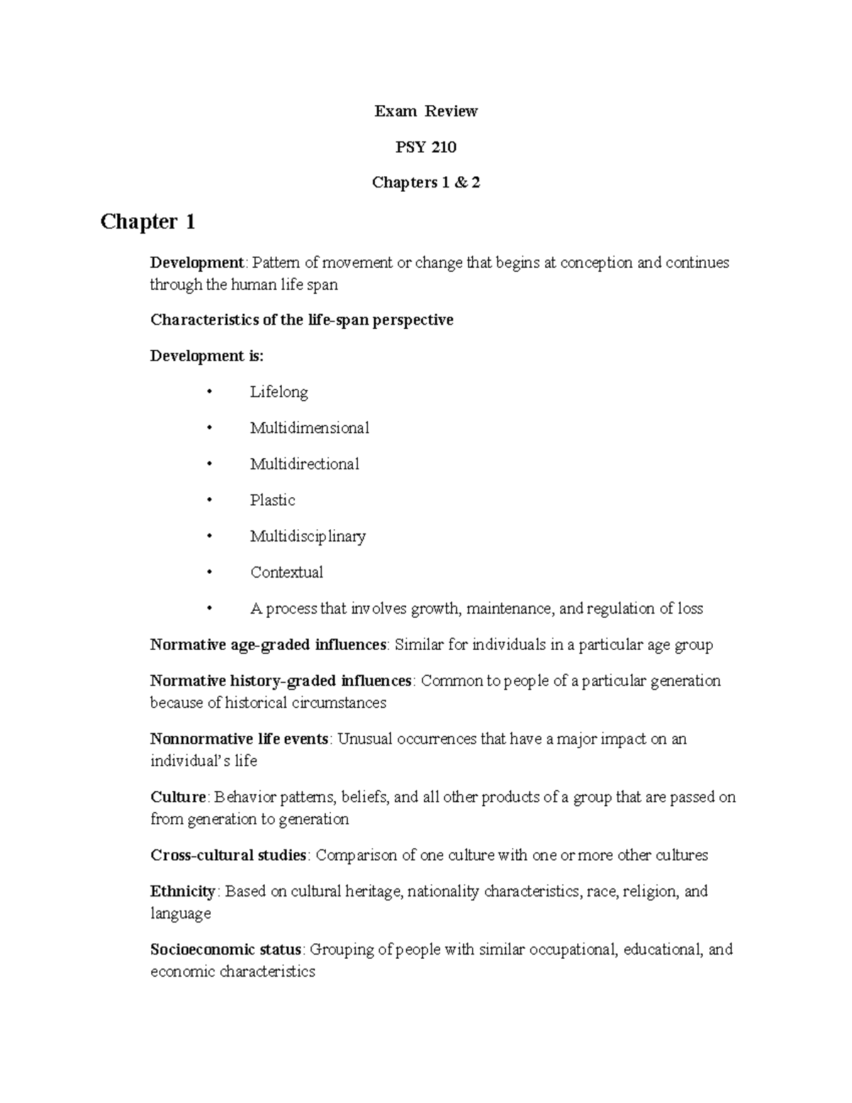 PSY+210++Exam++Review+Chapters+1+%26+2 - Exam Review PSY 210 Chapters 1 ...