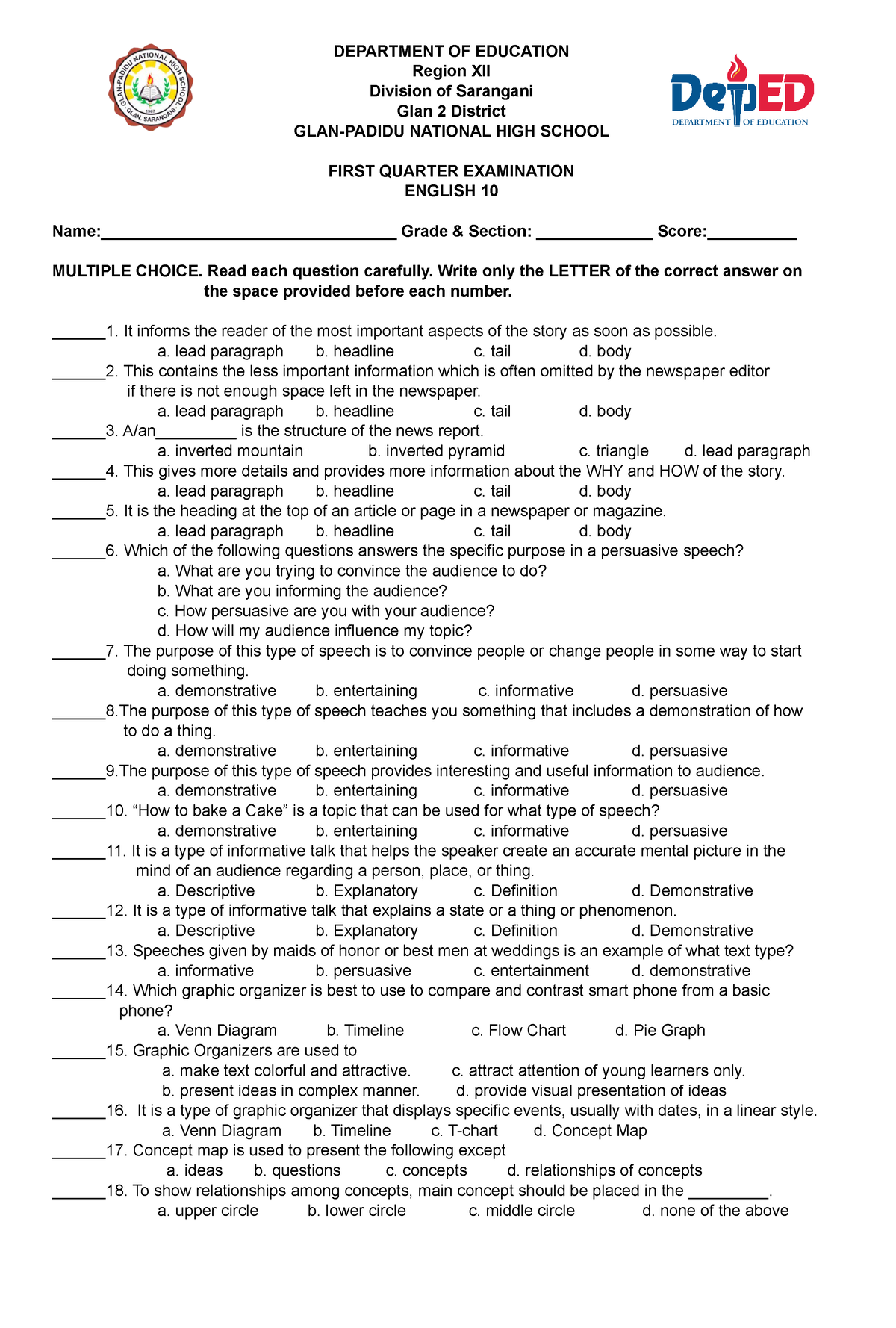 EXAM- English-10-Q1 - In This Lesson You Are Going To Learn About ...