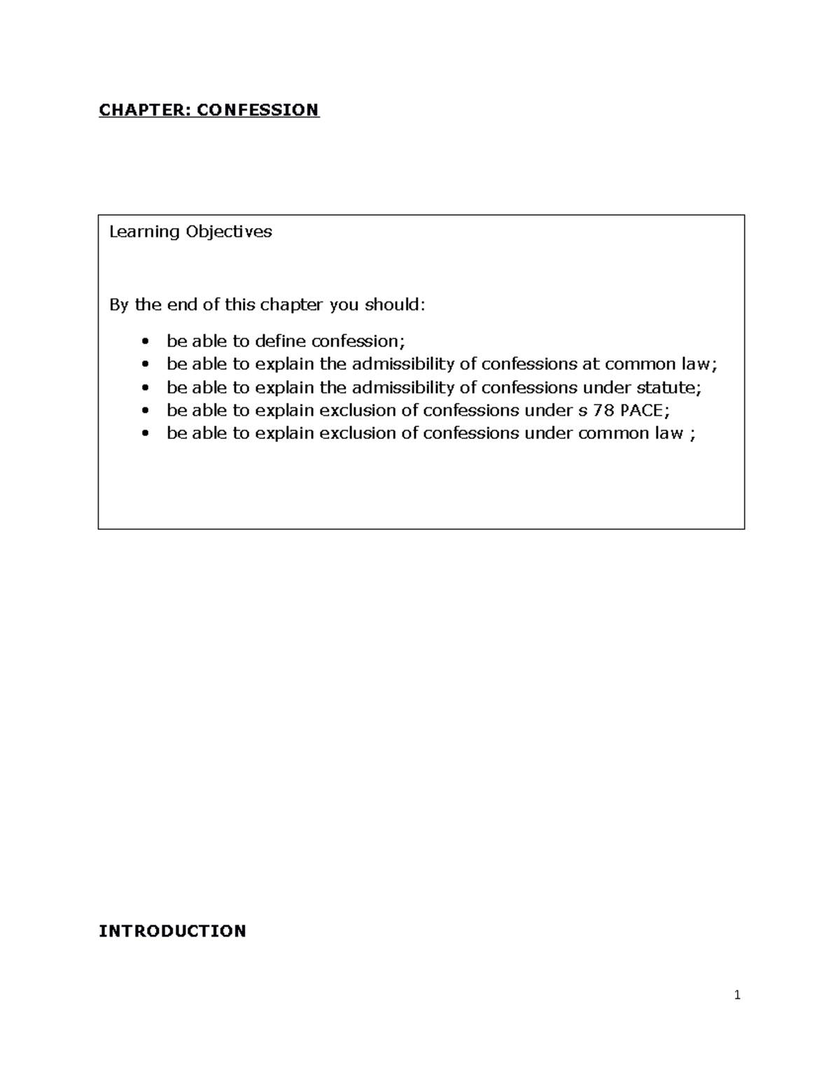 Evidence Chapter Confession - CHAPTER: CONFESSION INTRODUCTION Learning ...