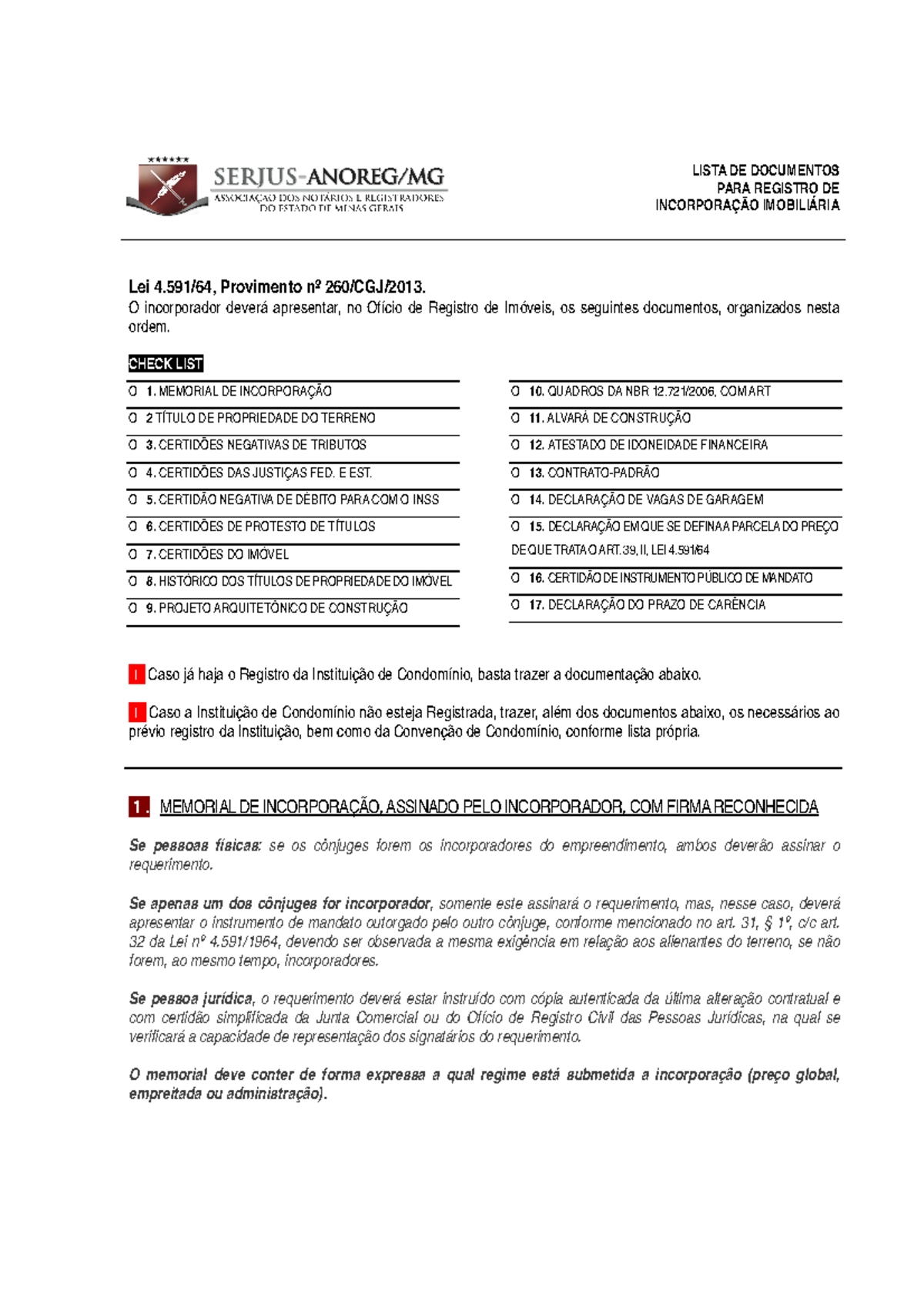 Lista De Documentos Incorporacao Lista De Documentos Para Registro De IncorporaÇÃo ImobiliÁria