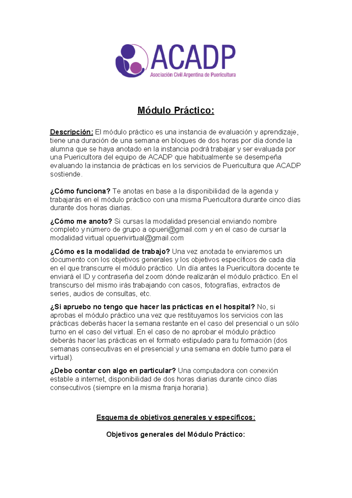 Módulo Práctico Alumnas.docx - Módulo Práctico: Descripción: El módulo ...