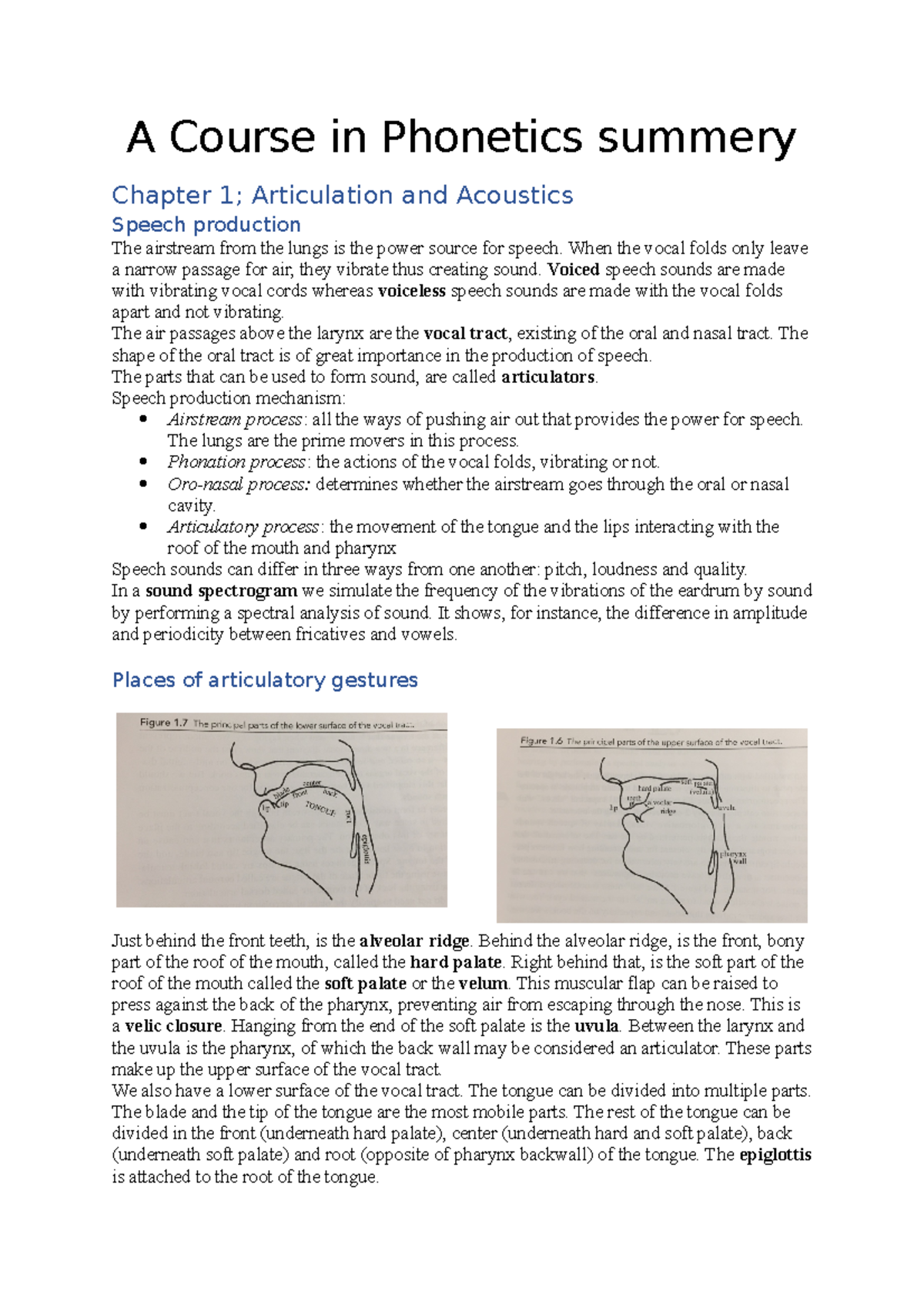 Summery 'a course in phonetics' - A Course in Phonetics summery Chapter ...